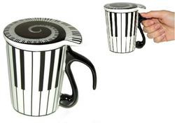 KUBEK MUZYKA KLAWISZE PIANINO + PRZYKRYWKA PREZENT DLA NAUCZYCIELA + BOX