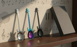 MUZYCZNE ŁYŻECZKI GITARY 3 SZT ŁYŻKI MUZYKA GITARZYSTY + PUDEŁKO PREZENTOWE