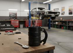 KUBEK OPONY Z KLUCZEM + ŁYŻECZKA MECHANIKA DLA CHŁOPAKA KIEROWCY OJCA TATY