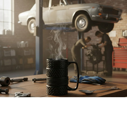 KUBEK OPONY Z ŁYŻECZKĄ MECHANIKA PREZENT DLA OJCA TATY KIEROWCY DZIADKA