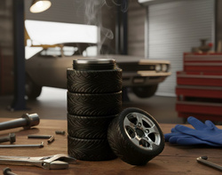 ZESTAW PREZENTOWY KUBEK OPONY 5 OPON + BRELOK SKRZYNIA BIEGÓW DLA KIEROWCY