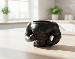 KUBEK SIŁACZA MUSKULARNY CZARNY PAKERA TWARDZIELA NA SIŁOWNIĘ DLA CHŁOPAKA