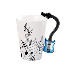 ZESTAW MUZYKA KUBEK GITARA NIEBIESKA Z ŁYŻECZKĄ GITARĄ PREZENT DLA MELOMANA