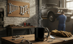 KUBEK MECHANIKA  + ŁYŻECZKA MECHANIKA DLA CHŁOPAKA KIEROWCY MĘŻA BRATA OJCA