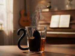 ZESTAW PREZENTOWY KOCIA SZKLANKA + ŁYŻKI ŁYŻECZKI KOTKI SREBRNE DLA KOCIARY