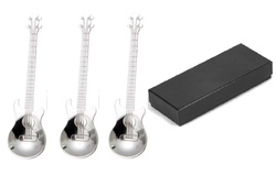 MUZYCZNE ŁYŻECZKI GITARY 3 SZT SREBRNE +PUDEŁKO PREZENTOWE DLA GITARZYSTY