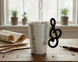 ZESTAW MUZYKA KUBEK KLUCZ WIOLINOWY Z ŁYŻECZKĄ PREZENT DLA MELOMANA + BOX