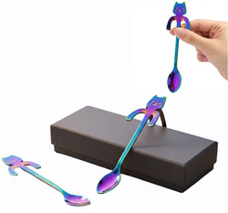 ŁYŻECZKI KOTKI TĘCZOWE 2 SZT +BOX PREZENTOWY PREZENT DLA KOCIARY NASTOLATKI