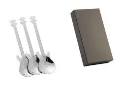 MUZYCZNE ŁYŻECZKI GITARY 3 SZT SREBRNE +PUDEŁKO PREZENTOWE DLA GITARZYSTY