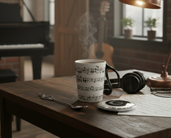 ZESTAW MUZYKA KUBEK UWERTURA Z ŁYŻECZKĄ MUZYCZNĄ PREZENT MELOMANA ARTYSTY