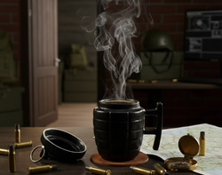 KUBEK GRANAT Z ZAWLECZKĄ PREZENT DLA CHŁOPAKA ŻOŁNIERZA SURVIVAL MILITARNY