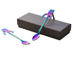 ŁYŻECZKI KOTKI TĘCZOWE 2 SZT +BOX PREZENTOWY PREZENT DLA KOCIARY NASTOLATKI