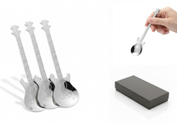 MUZYCZNE ŁYŻECZKI GITARY 3 SZT SREBRNE +PUDEŁKO PREZENTOWE DLA GITARZYSTY