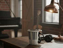 KUBEK MUZYKA KLAWISZE PIANINO + PRZYKRYWKA PREZENT DLA NAUCZYCIELA + BOX