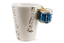 ZESTAW MUZYKA KUBEK PERKUSJA Z ŁYŻECZKĄ KLUCZ WIOLINOWY PREZENT MELOMANA