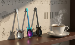 MUZYCZNE ŁYŻECZKI GITARY 3 SZT ŁYŻKI MUZYKA GITARZYSTY + PUDEŁKO PREZENTOWE