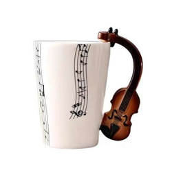 ZESTAW MUZYKA KUBEK SKRZYPCE Z ŁYŻECZKĄ KLUCZ WIOLINOWY PREZENT MELOMANA