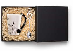 ZESTAW MUZYKA KUBEK KLARNET Z ŁYŻECZKĄ KLUCZ WIOLINOWY PREZENT DLA MELOMANA