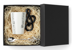 ZESTAW MUZYKA KUBEK KLUCZ WIOLINOWY Z ŁYŻECZKĄ PREZENT DLA MELOMANA + BOX