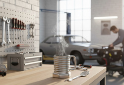 KUBEK ŚRUBA SREBRNA Z ŁYŻECZKĄ MECHANIKA PREZENT DLA OJCA BRATA MĘŻA KOLEGI