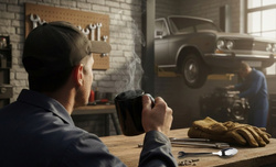 KUBEK MECHANIKA  + ŁYŻECZKA MECHANIKA DLA CHŁOPAKA KIEROWCY MĘŻA BRATA OJCA