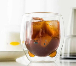 SZKLANKA KOTEK KOT PODWÓJNE SZKŁO DLA KOCIARY NASTOLATKI DZIEWCZYNY 260 ML
