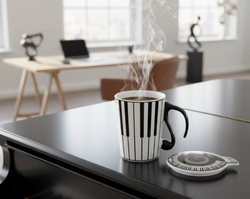 KUBEK MUZYKA KLAWISZE PIANINO + PRZYKRYWKA PREZENT DLA NAUCZYCIELA + BOX