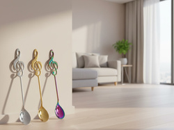 MUZYCZNE ŁYŻECZKI KLUCZ WIOLINOWY 3SZT ŁYŻKI MUZYKA + PUDEŁKO PREZENTOWE