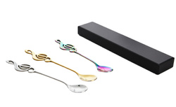 MUZYCZNE ŁYŻECZKI KLUCZ WIOLINOWY 3SZT ŁYŻKI MUZYKA + PUDEŁKO PREZENTOWE